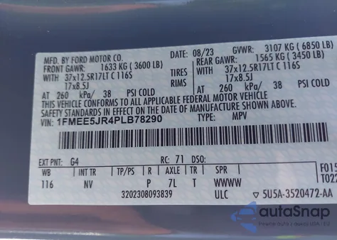 2023 Ford Bronco Raptor z USA, uszkodzony, nr VIN 1FMEE5JR4PLB78290